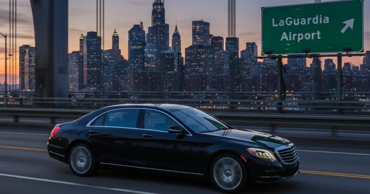 black-luxury-sedan-on-bridge-for-easy-manhattan-to-lga-car-service