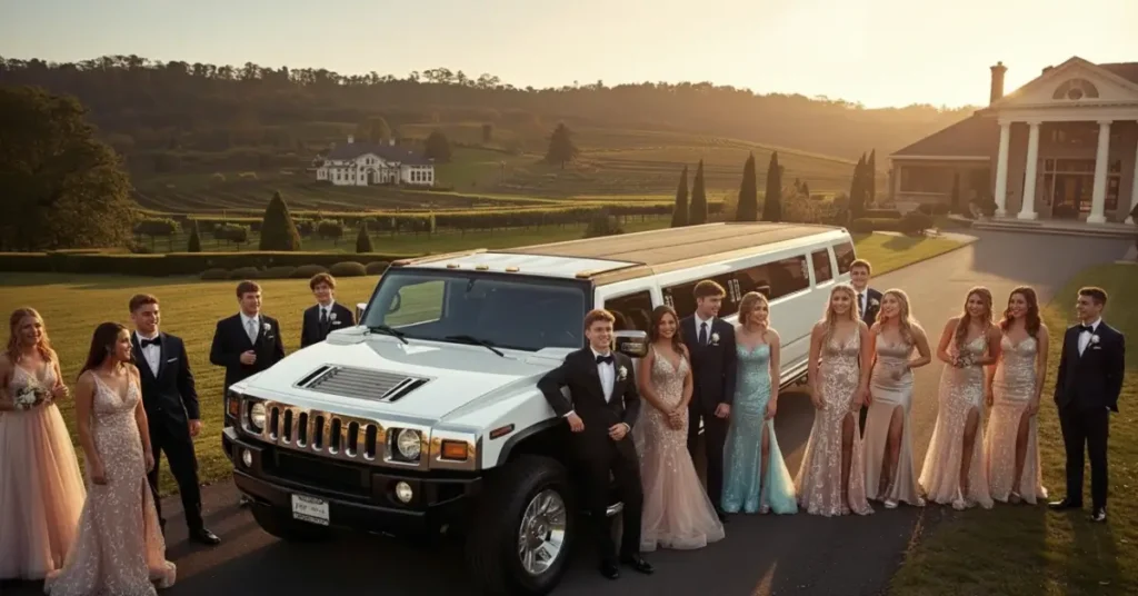 how-much-does-it-cost-to-rent-a-hummer-limo-in-new-jersey-for-prom-students-celebrating-by-luxury-limousine-at-sunset