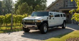 know-cost-to-rent-a-hummer-limo-as-white-hummer-limo-on-display-in-vineyard-long-island