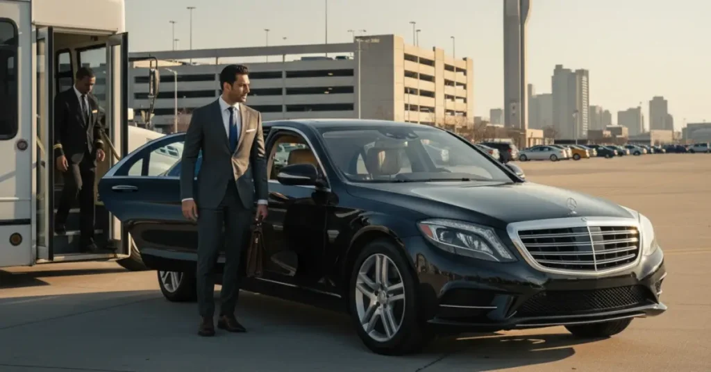 know-how-much-is-it-to-rent-a-limo-in-new-jersey-elegant-man-exiting-black-mercedes-benz-s-class-near-newark-airport