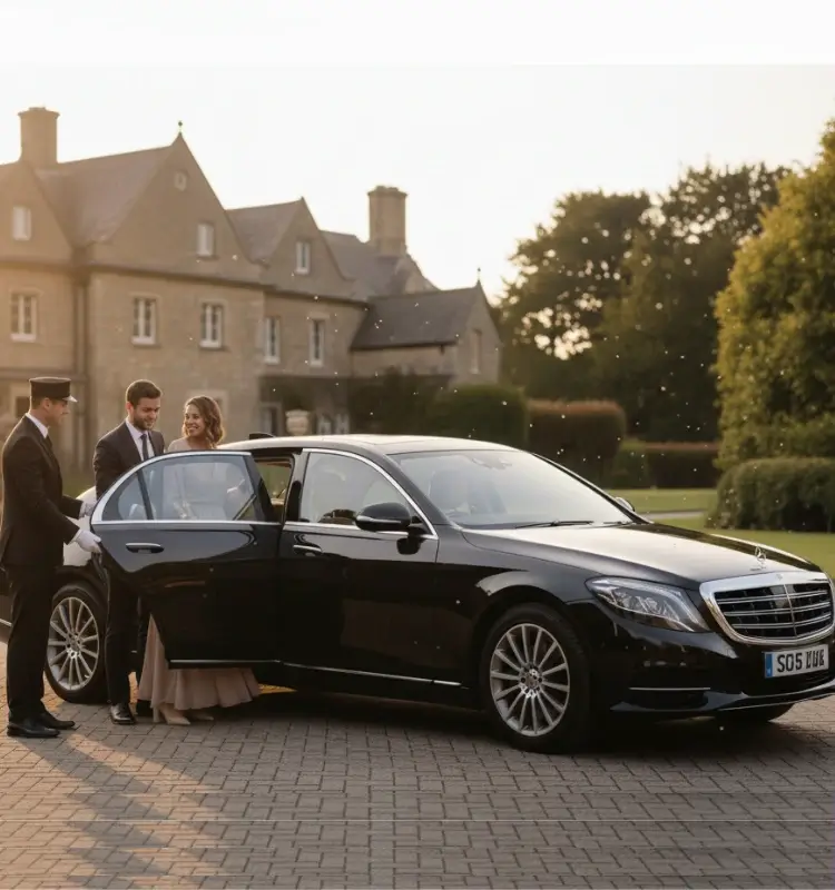 luxurious-mercedes-benz-s-class-limousine-service-newburgh-ny-assisted-by-chauffeur-to-a-couple